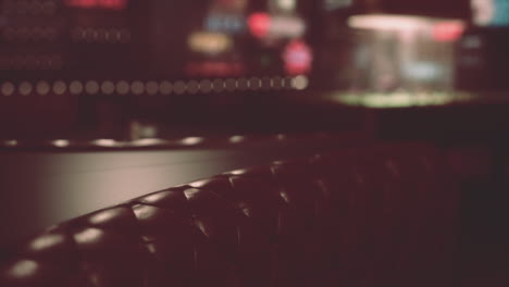 closeup of a brown leather chair in a bar or restaurant