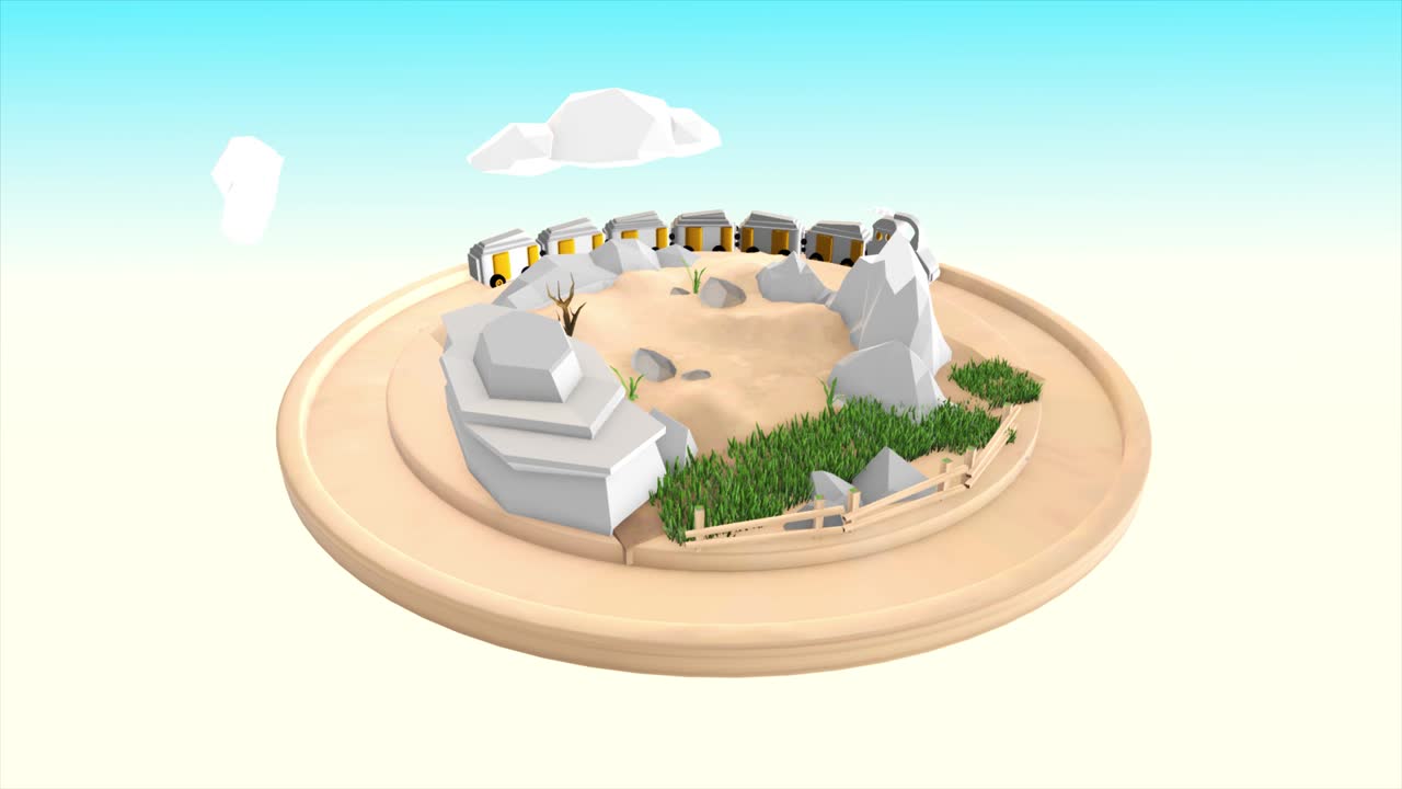 3d 만화 배경 루프 - 열차