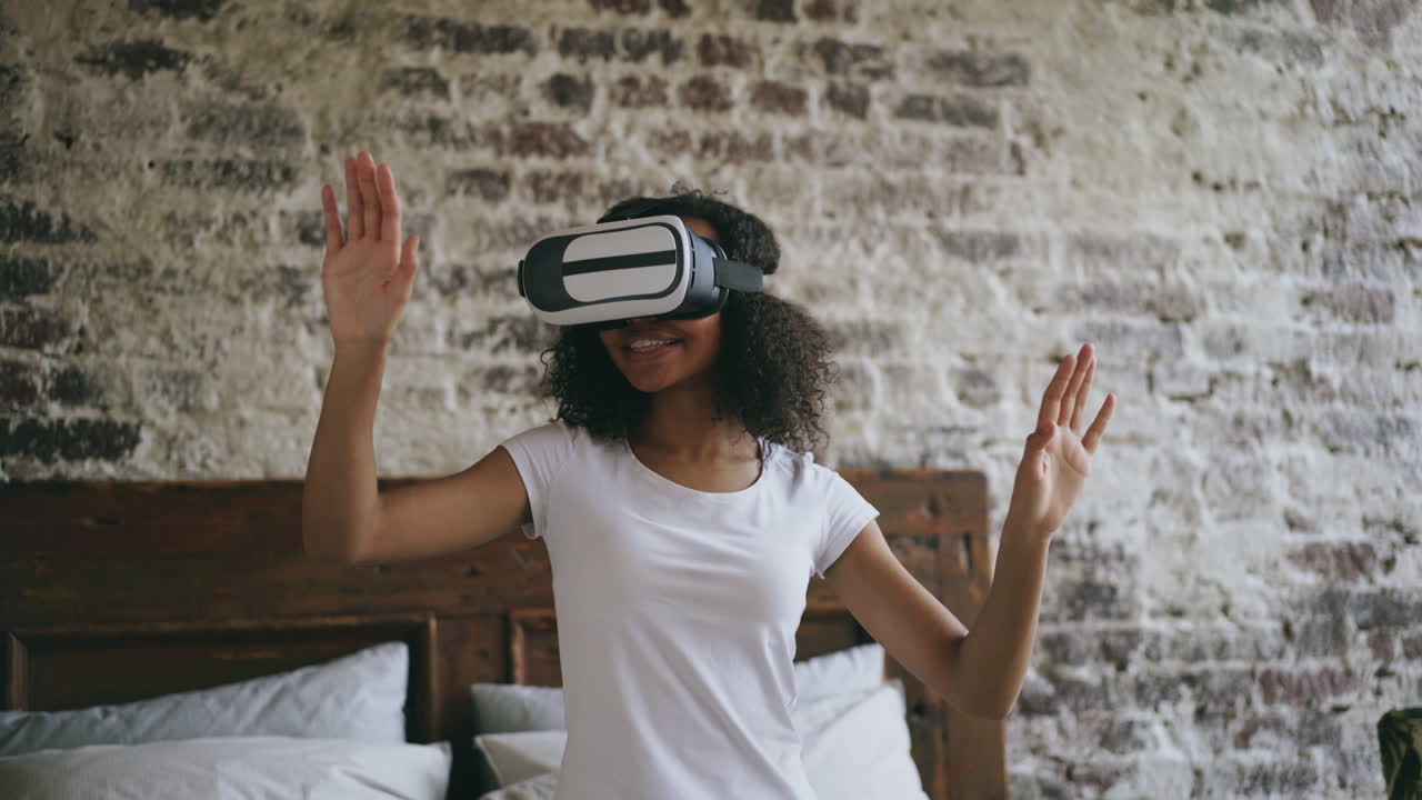 Young Woman Experiencing Virtual Reality Technology