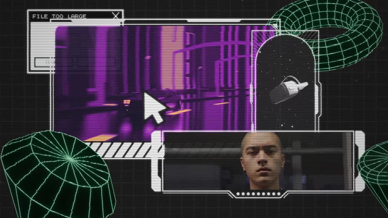 Retro Glitch Technology Slideshow with Cyberpunk Elements