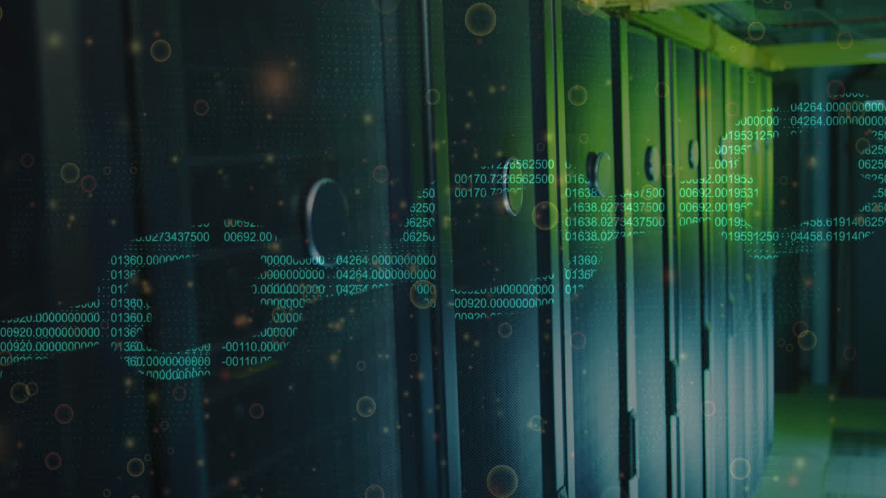 Animation of data processing over server room