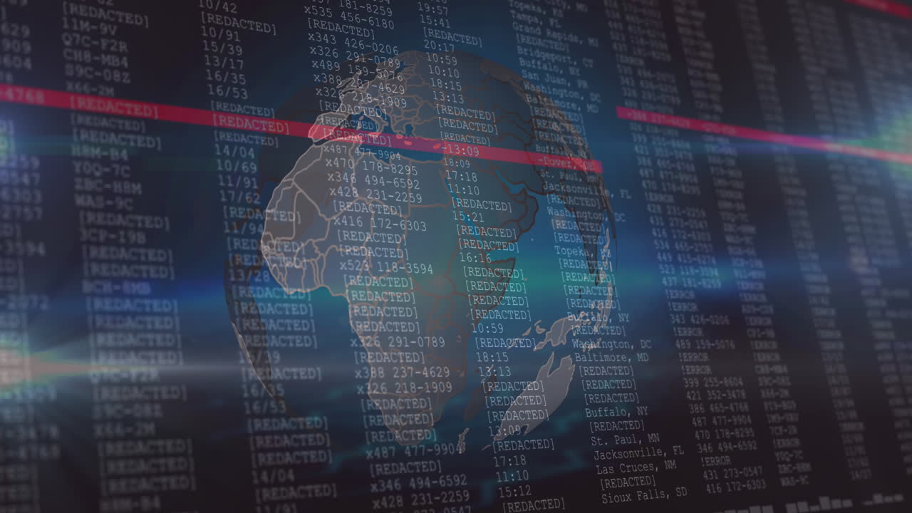 Animation of digital data processing and screen