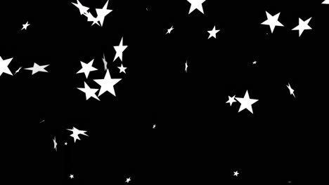 animation of christmas stars falling over black background