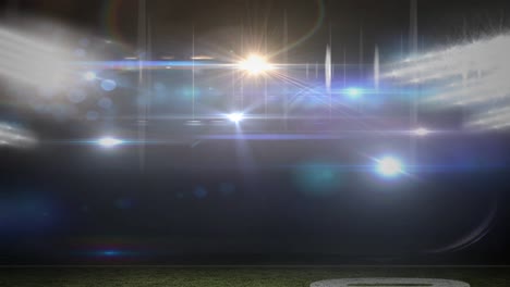 animation of lights and bokeh light spots at floodlit stadium