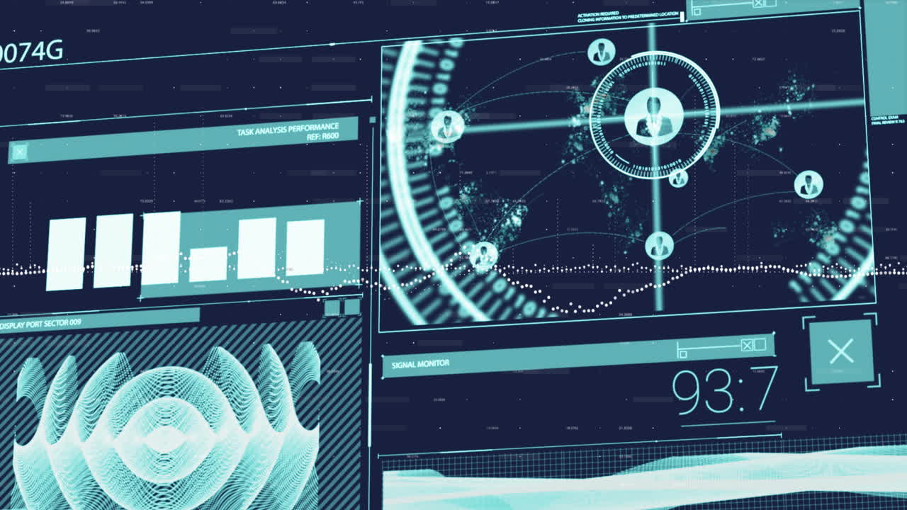 animación del procesamiento de datos financieros y las estadísticas