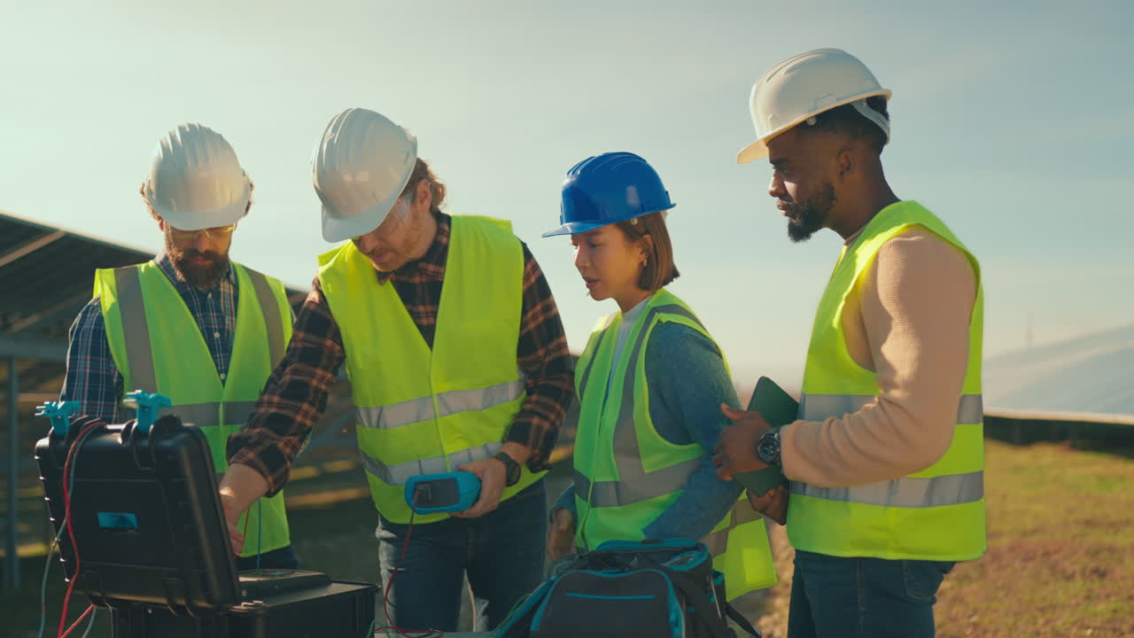 Solar Panel Installation Team Working on Site