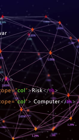 animación del procesamiento de datos y formas sobre fondo negro