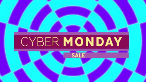 Animación-Del-Texto-De-Venta-Del-Cyber-Monday-Y-Formas-Azules-Sobre-Fondo-Negro