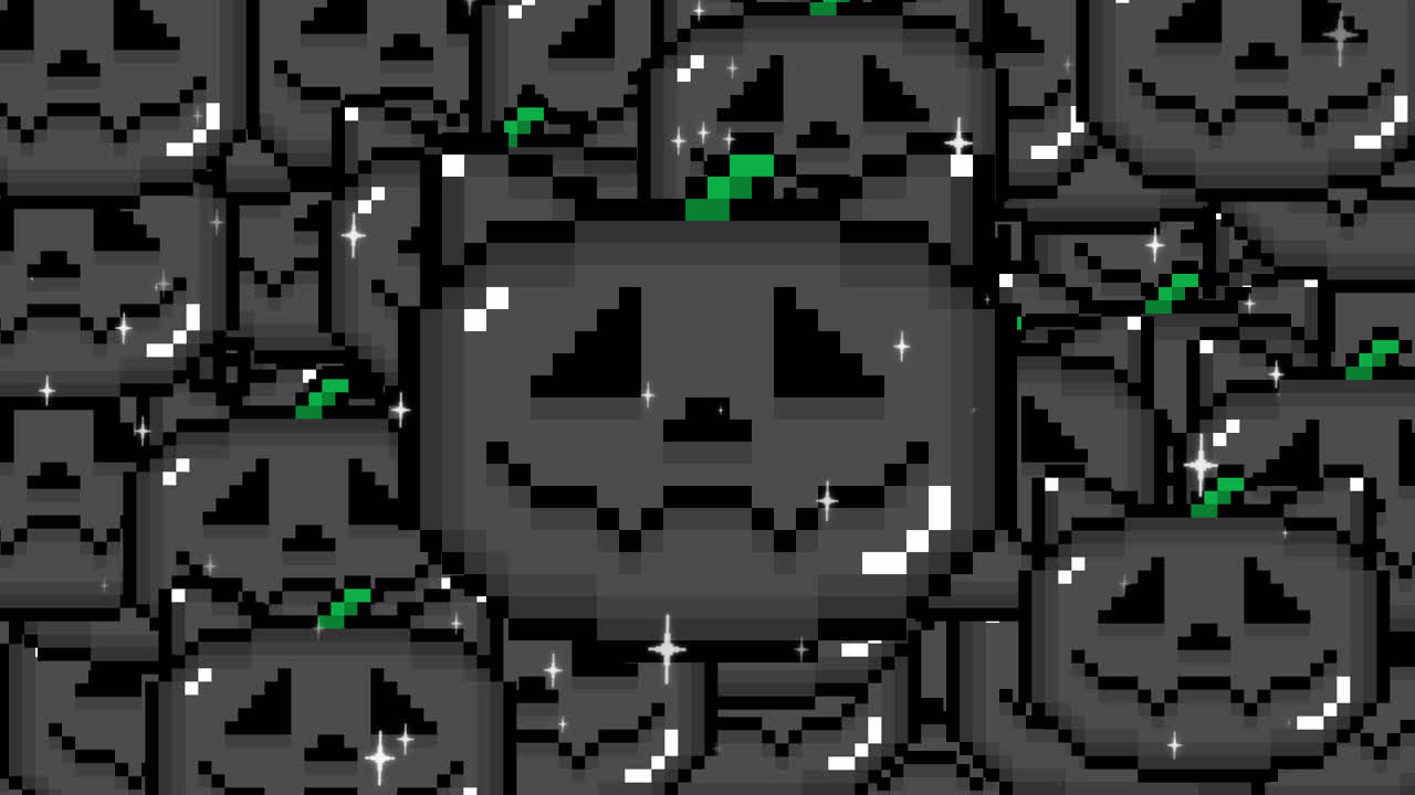 Pixel art pop up Halloween jack o lantern cat Transitions. 1080p - 30 fps - Alpha Channel (7).mov