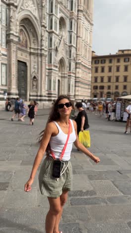 happy tourist in florence, italy