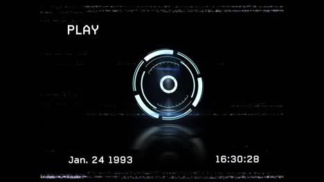 animation of scope scanning and data processing over screen with glitch