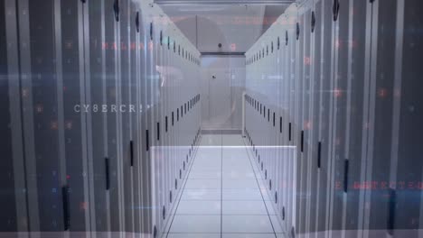 ciber seguridad procesamiento de datos en una sala de servidores de computadoras vacías contra un hacker masculino