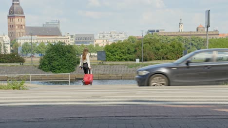 woman arriving in riga for a business trip