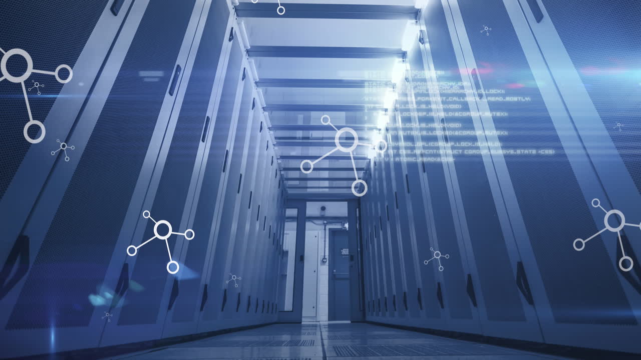 Animation of data processing and networks of connections over computer servers