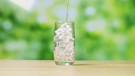 water with ice in a glass