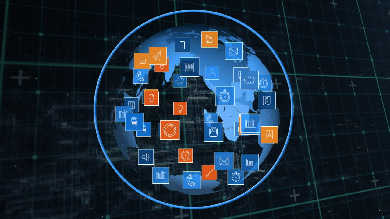 iconos de globos y aplicaciones digitales