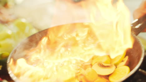 cooking stir-fried vegetables