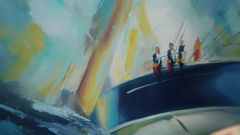painting a sailboat scene with palette knife