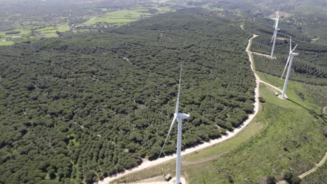 drone establisher wind park, power plant in the highlands countryside