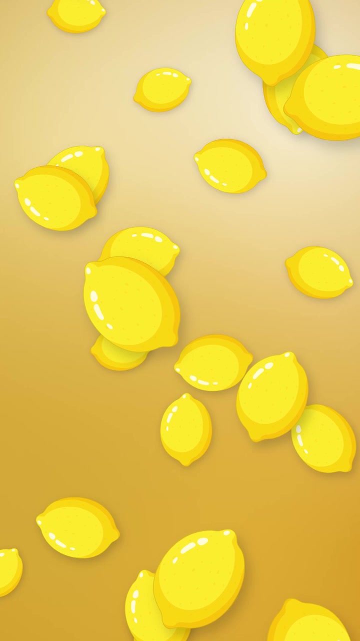 Limoni gialli stilizzati cadono continuamente su uno sfondo a maglie sfumate morbide con orientamento verticale