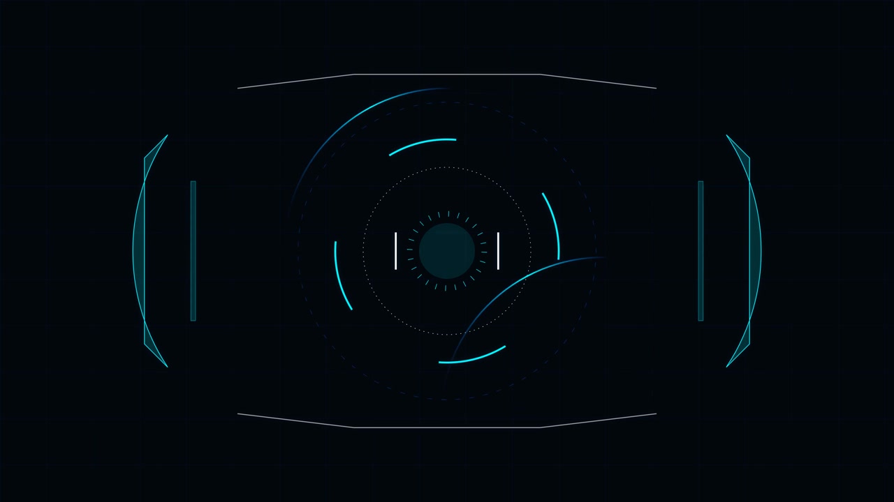 Futuristic Digital HUD Interface with Rotating Circular Elements