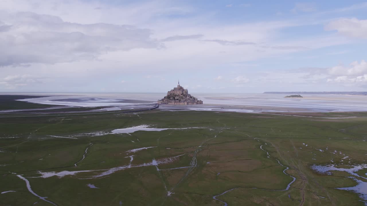 몬트 세인트 미 ⁇  (mont saint michel) 에서의 저물, 공중 사진