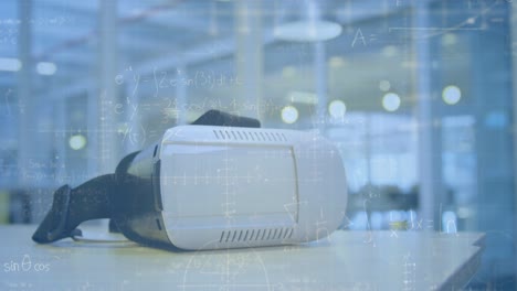 animación de ecuaciones matemáticas sobre auriculares vr