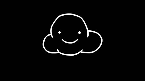 happy cloud pouring rain and smiles. frame by frame animation. alpha channel