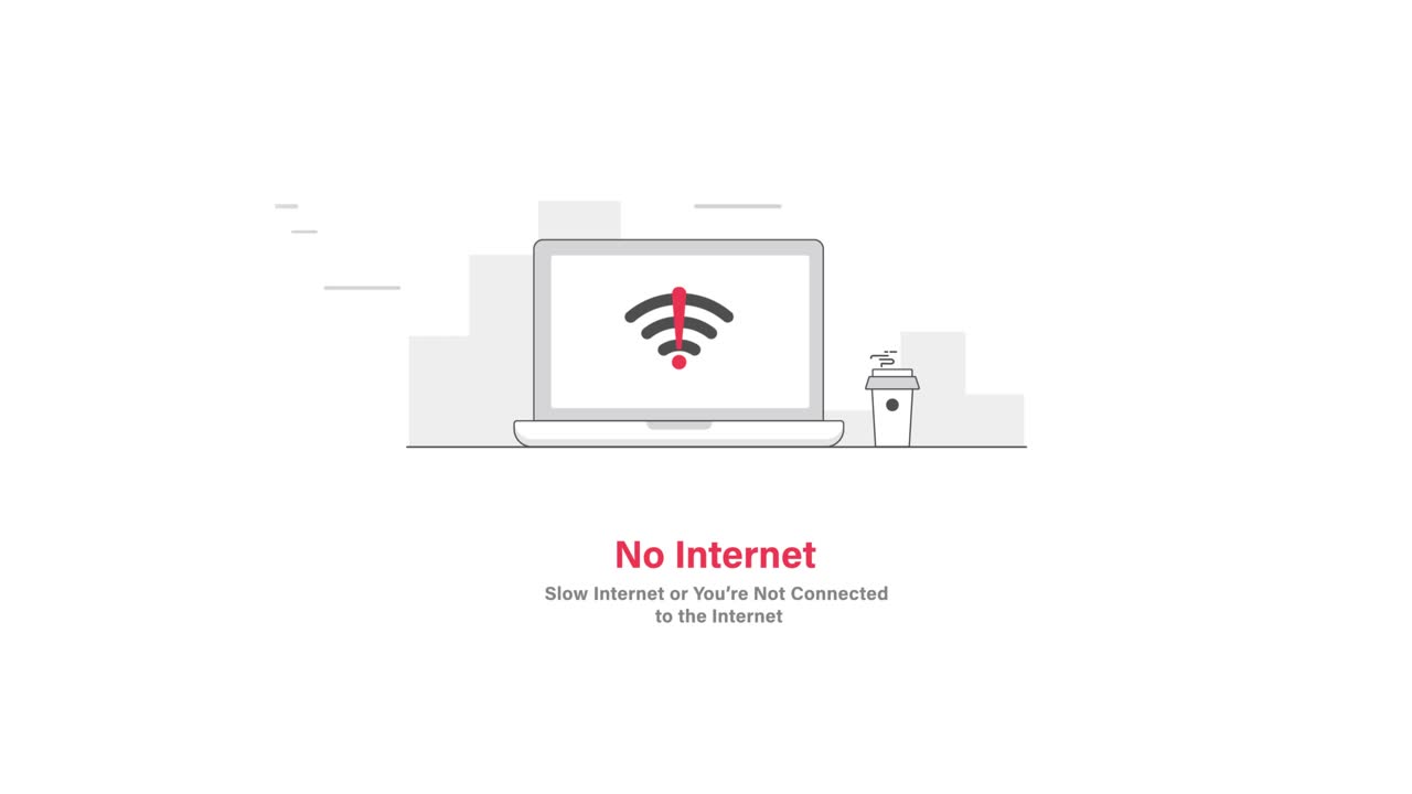 Laptop Showing No Internet Connection Error Animation