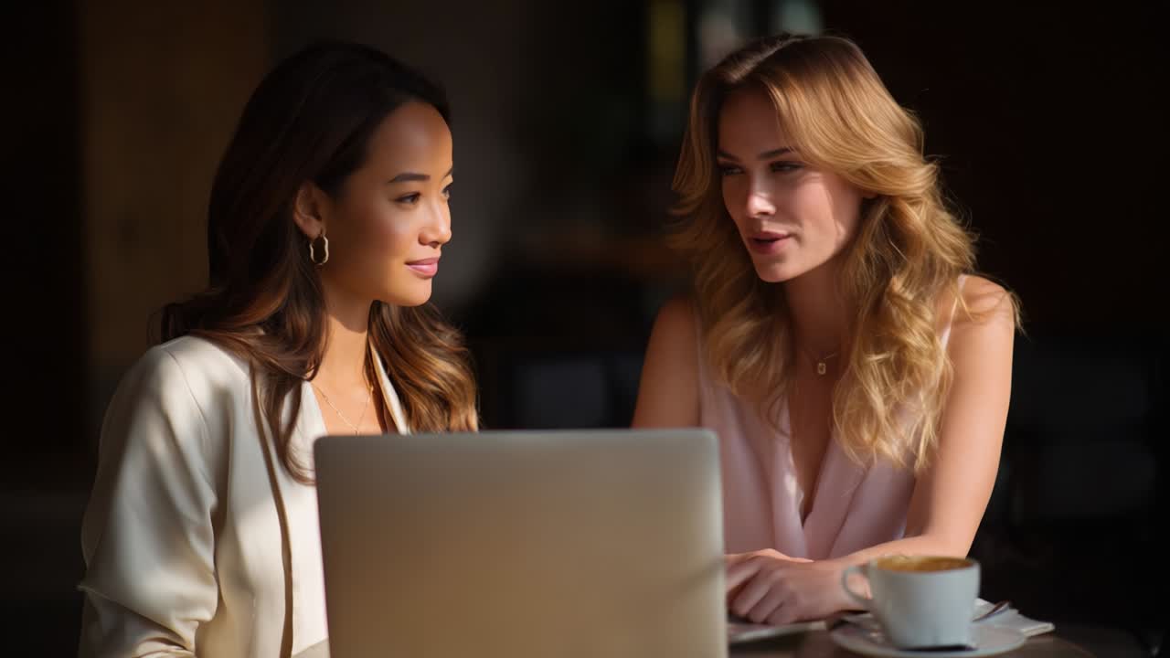 Two women working together on a laptop