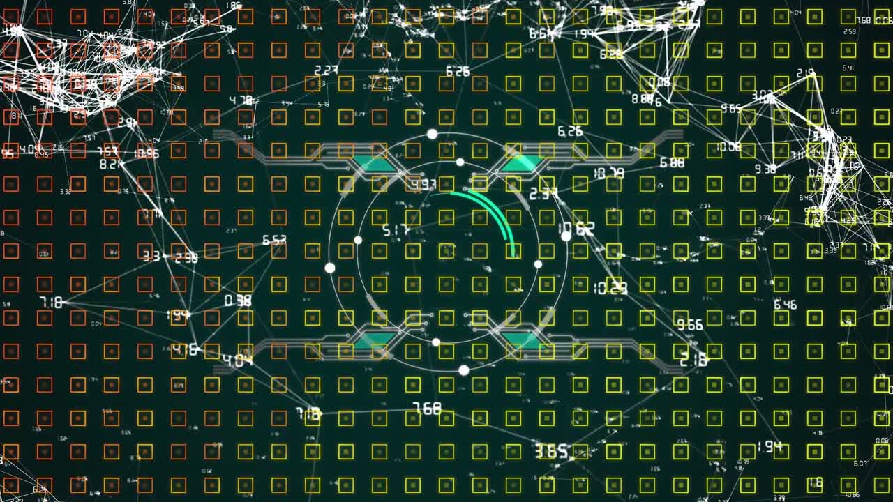 animación de la red de conexiones con escaneo de alcance sobre el patrón
