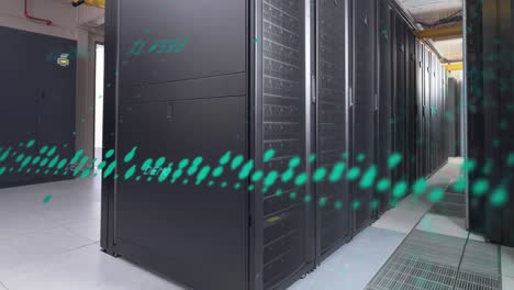 animación del procesamiento de datos a través de servidores informáticos