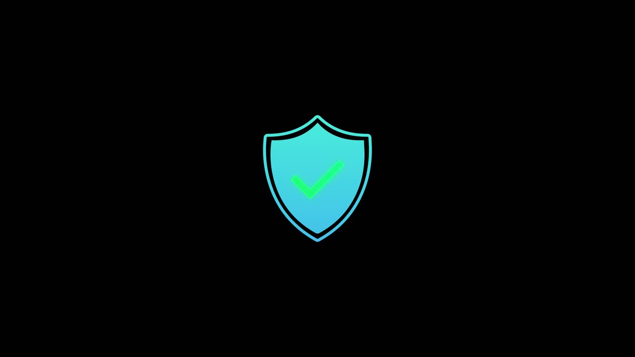 Blue shield icon black background checkmark security and protection safety and assurance ideal for