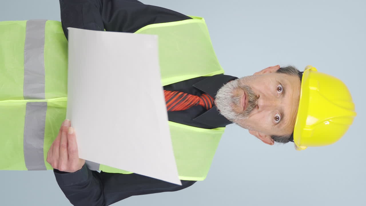 el video vertical del viejo ingeniero aprueba las noticias que oyó.