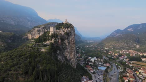 aerial view or arco castle, riva del garda, italy