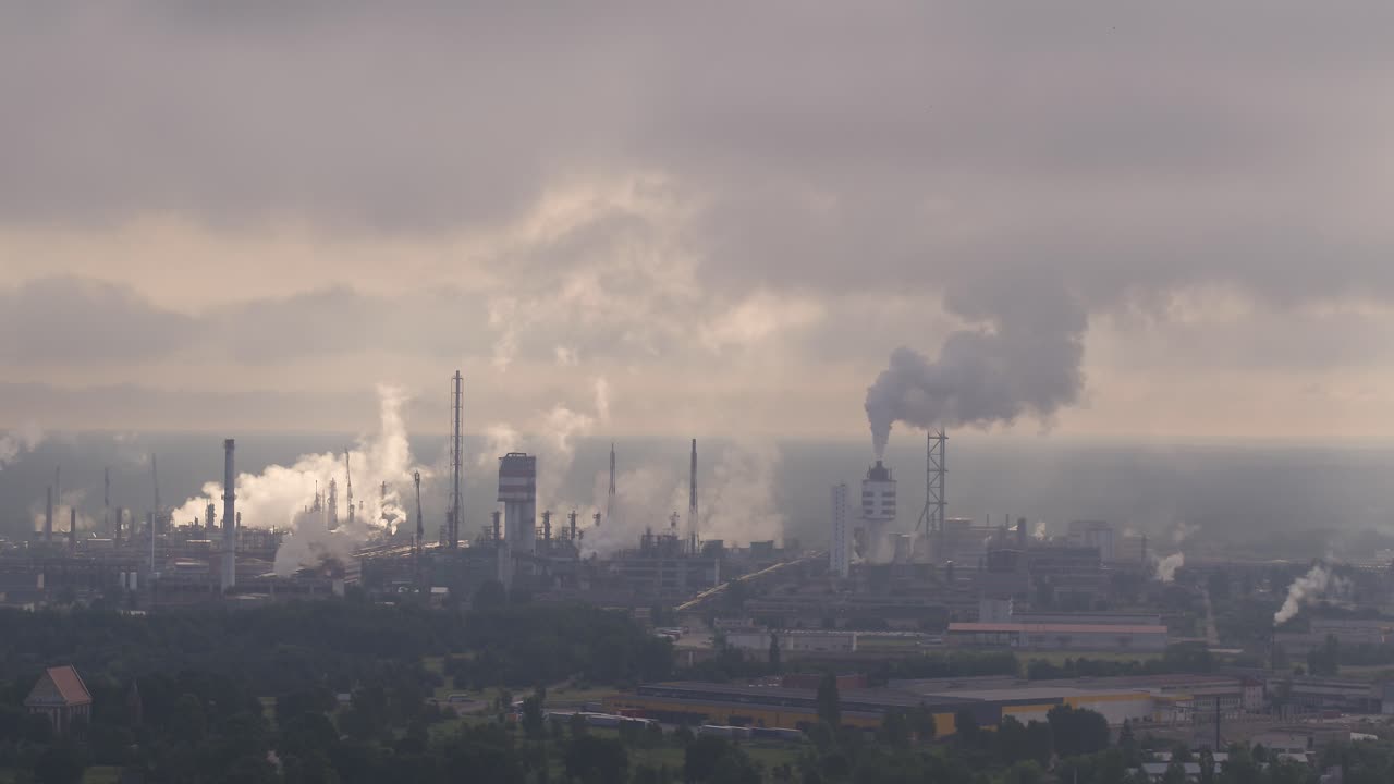 Manufacture of fertilizers. Drone aerial view. Lithuania