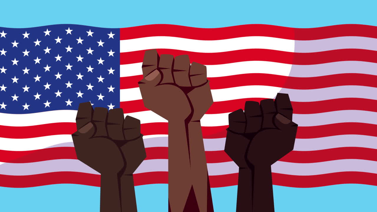 Black Power Protest with American Flag