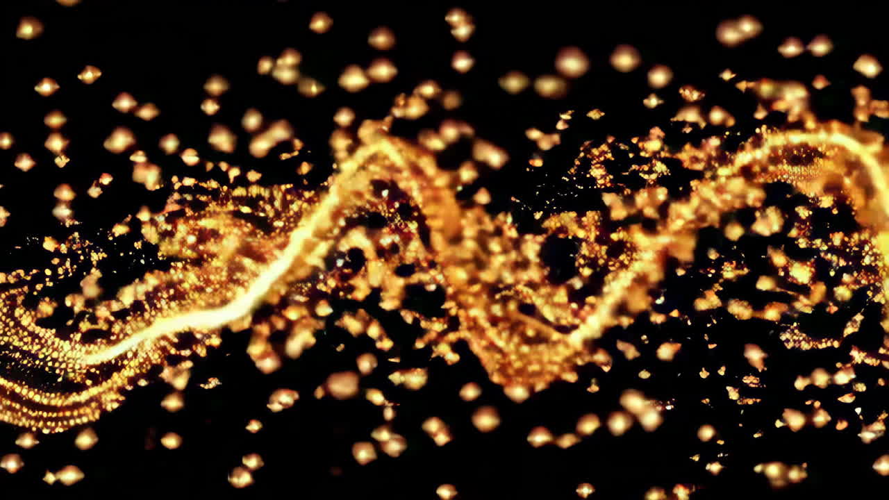 Golden Particle Stream on Black Background