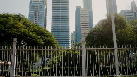 city park with high-rise buildings