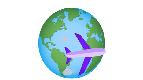 animación del avión sobre el globo