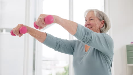 fitness, fuerte y una mujer mayor con pesas