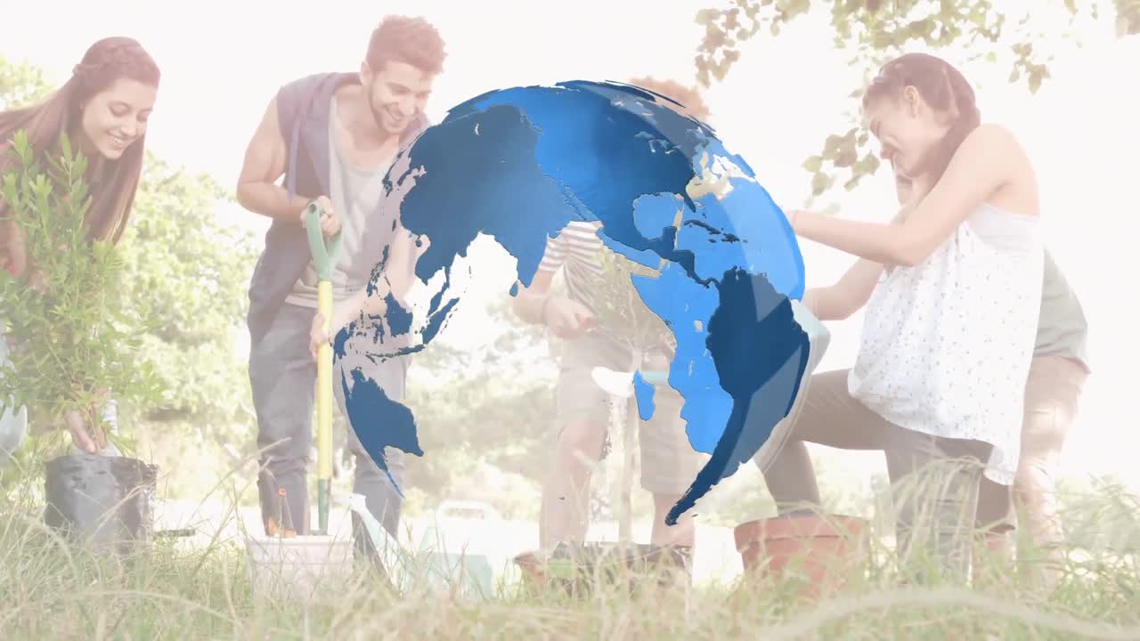 un globo y amigos de jardinería