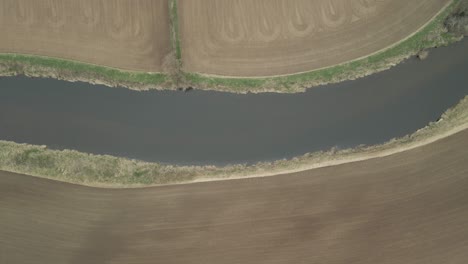 river slaney and farmland in county wexford, ireland - aerial top down