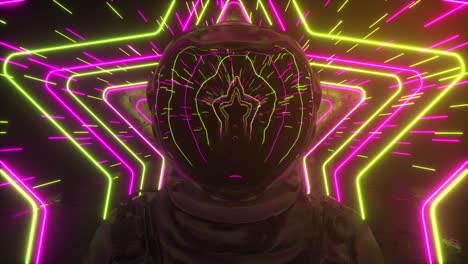 astronaut in neon star tunnel