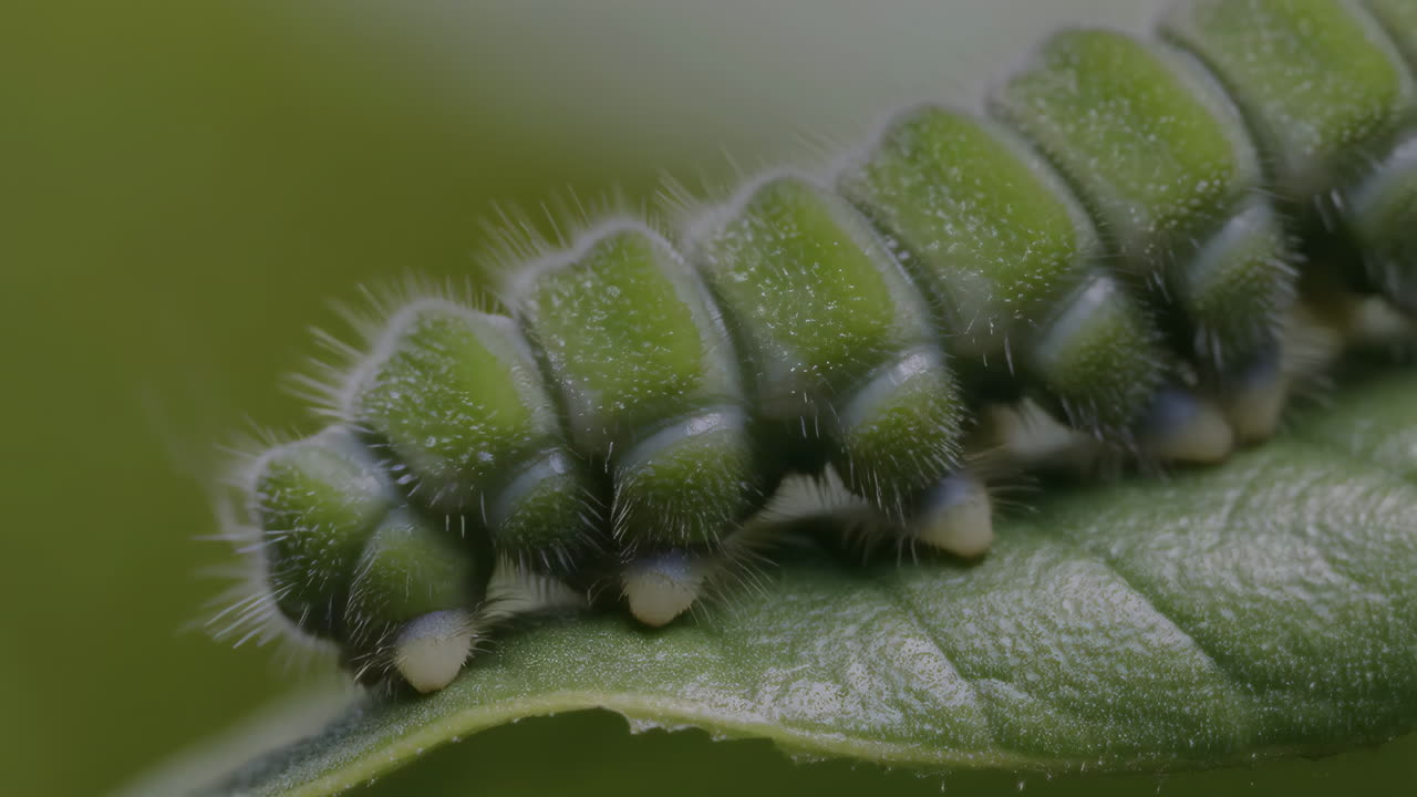 oruga verde en una hoja
