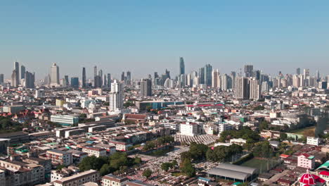 bangkok thailand aerial city view drone footage over the city