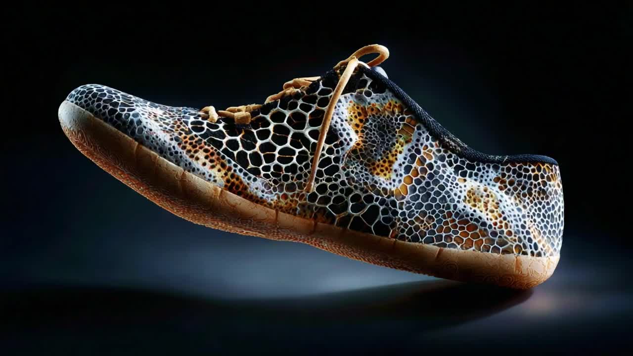 A Stunning Display of Unique Footwear Featuring a Distinctive Honeycomb and Animal Print Design, Perfect for Fashion Enthusiasts and Sneaker Collectors Alike