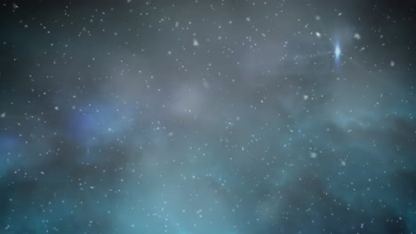 animation of snow, lights and clouds in black space
