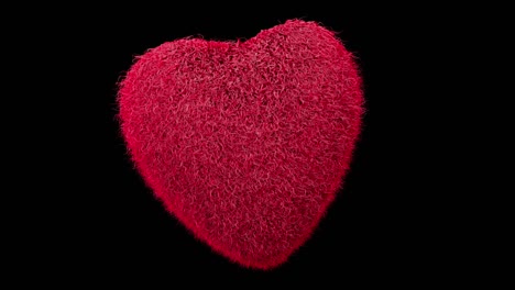 renderizado de cerca corazones rojos abstractos volando sobre un fondo blanco con canal alfa mate. 4k.