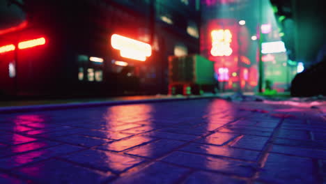 night city street with neon lights